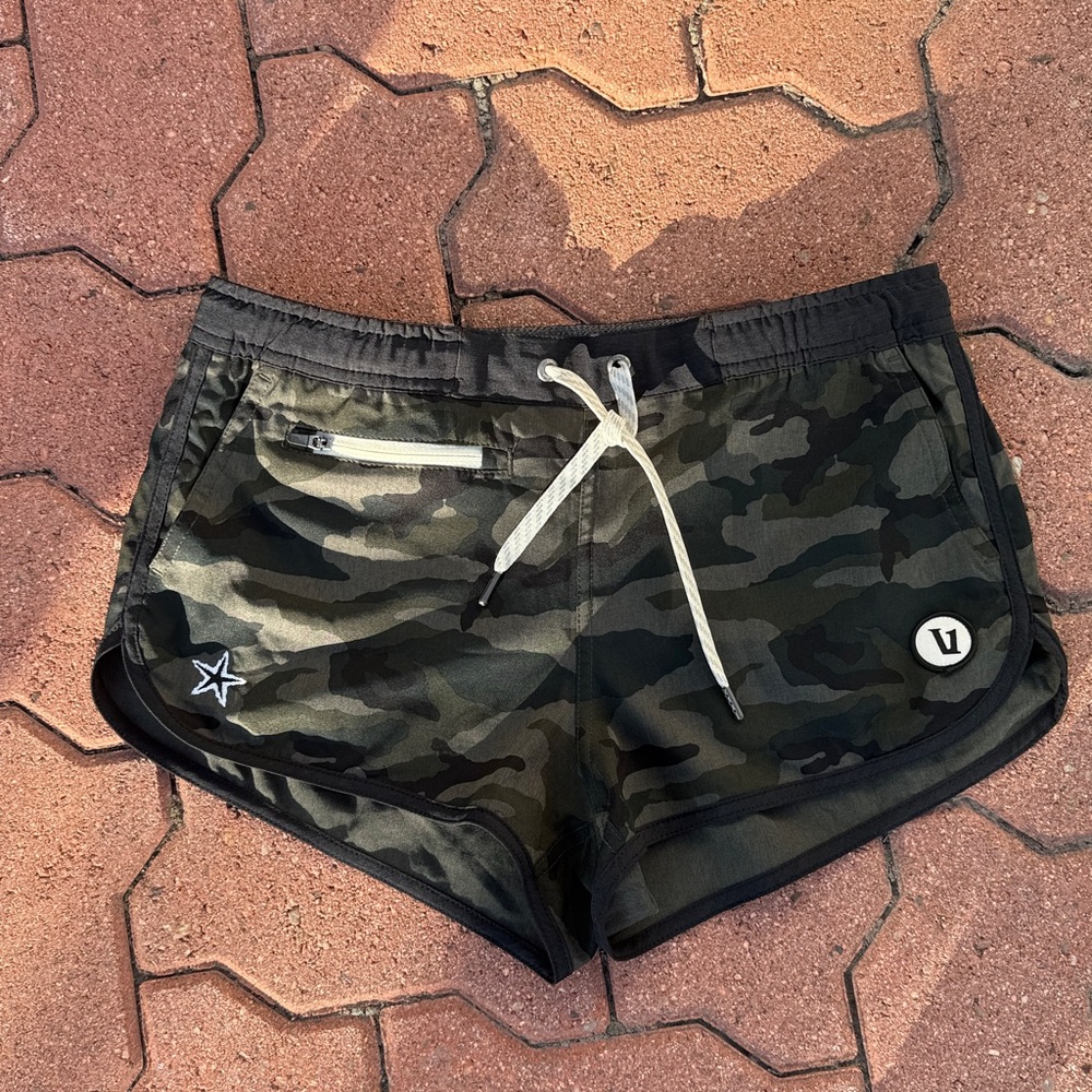 Vuori Green Camo Athletic Shorts